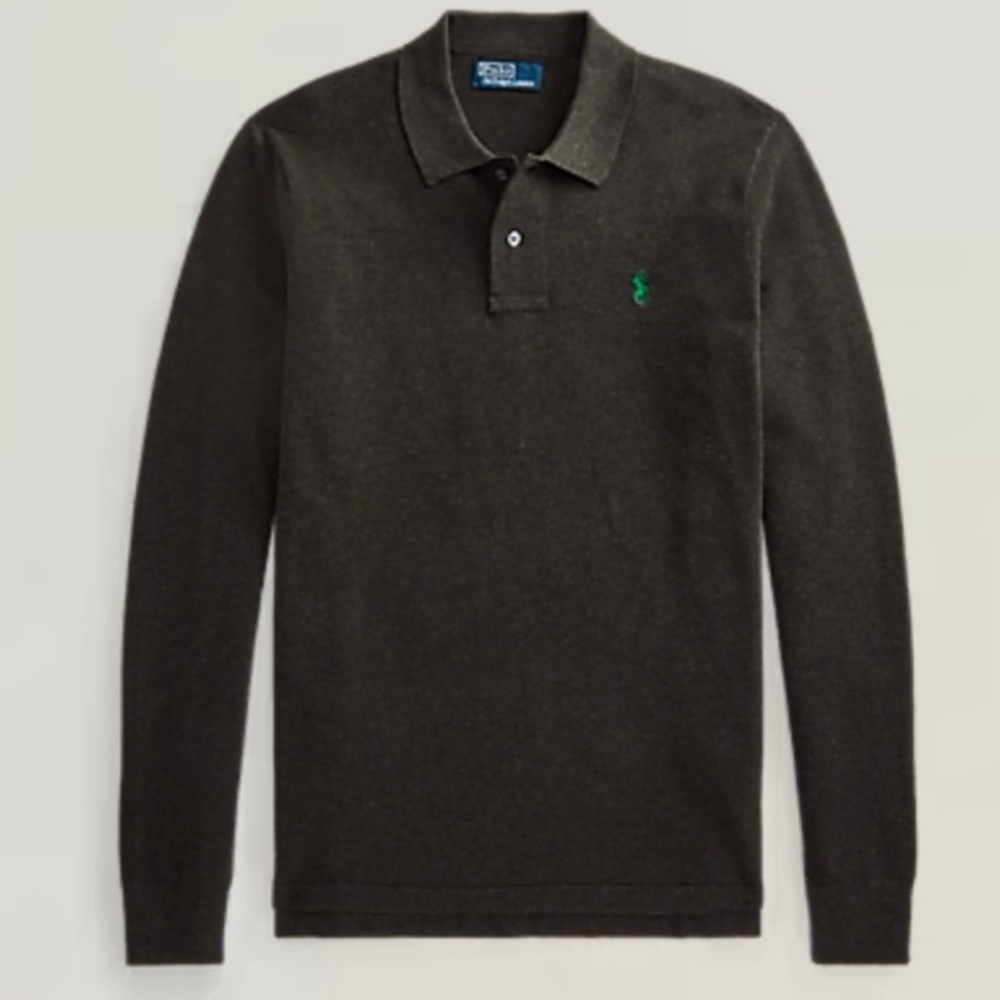 Ralph Lauren Charcoal Black Long Sleeve Polo Shirt XXL NWT